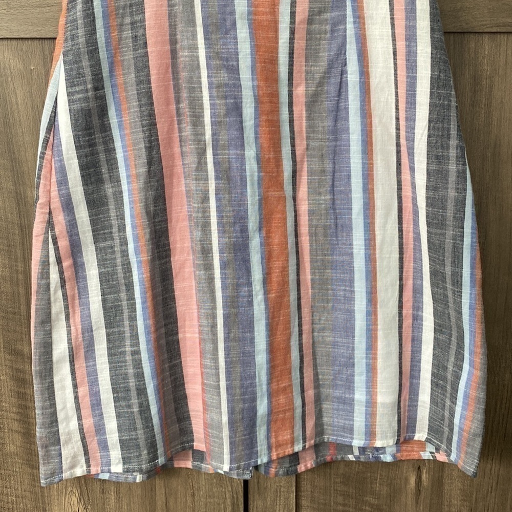 FRANCESCA’S Blue Rain Maya Button Down 100% Cotton Stripped Dress Size Small - Picture 12 of 16